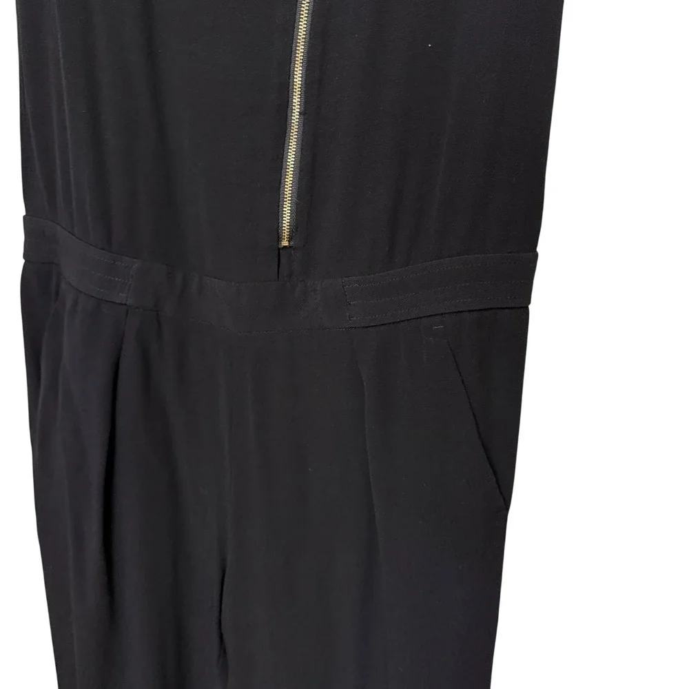 J. Crew Black Sleeveless Asymmetrical Zipp‎ Cap Sleeve Jumpsuit Pantsuit Size 0